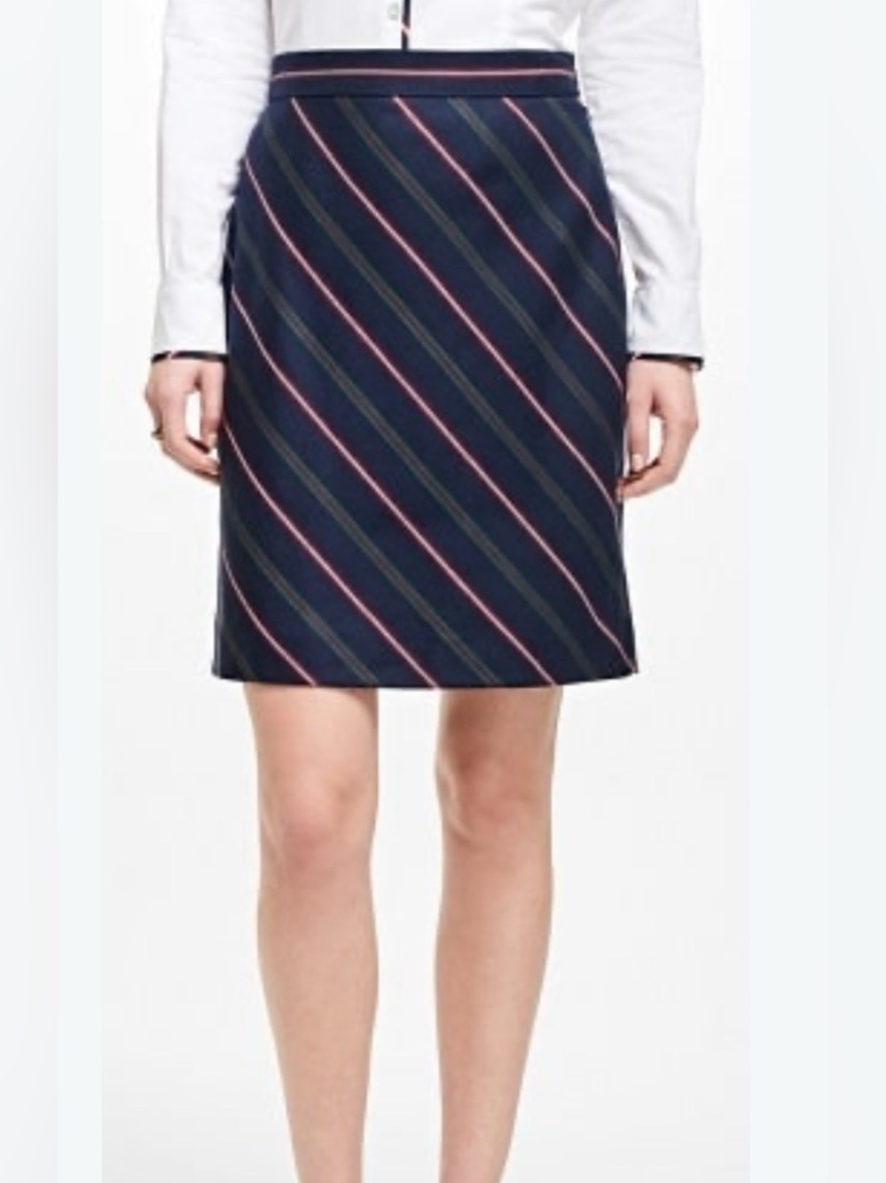 Brooks Brothers Striped A-Line Skirt in Black & Red Size 10 Like New